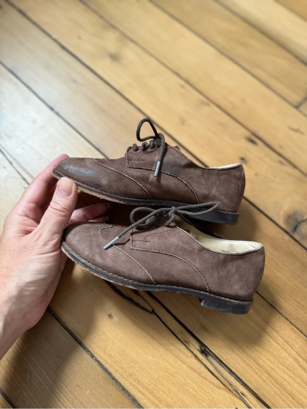 Janie and Jack Brown Suede Wingtip Lace-Up Kids Dress Shoes